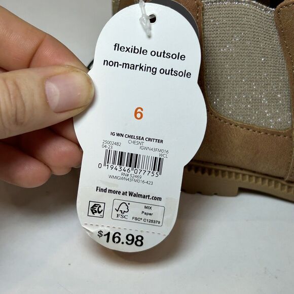 Wonder Nation Toddler Girls Size 6 Brown Owl Side Zip Chelsea Boots NEW - Picture 5 of 6